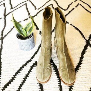 Jimmy Choo Suede Biker Boots Rabbit Fur